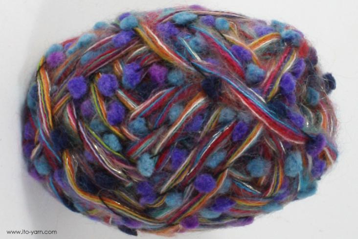 ITO MASAKI Tama multicolored nep yarn with big knobs, 61, Purple, comp: 44% Nylon 18% Wool 16% Mohair 16% Mohair