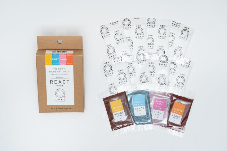 ITO Miyacozome React 4 color set: Yellow - Sky Blue - Cherry Pink & Orange, Set Light