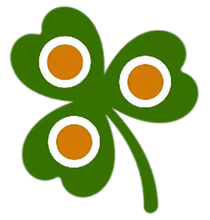 Four-leaf clover with orange centers on a white background