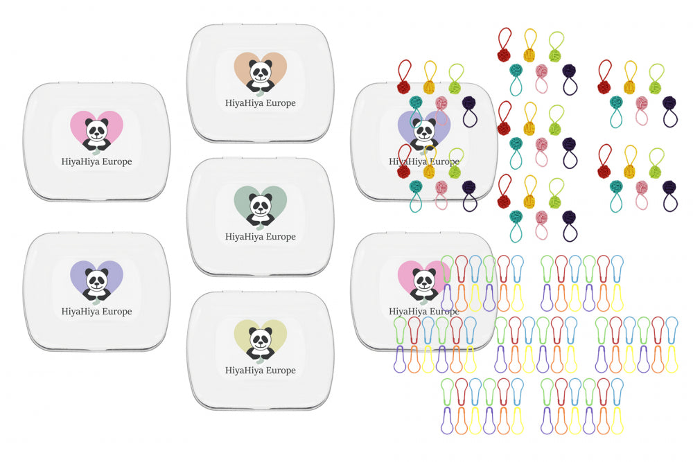 HiyaHiya Notion Tin with Coloured Yarn Ball Stitch Markers and Knitter's Safety Pins Bundle - Pampering Shop