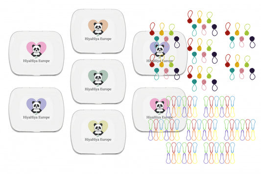 HiyaHiya Notion Tin with Coloured Yarn Ball Stitch Markers and Knitter's Safety Pins Bundle - Pampering Shop