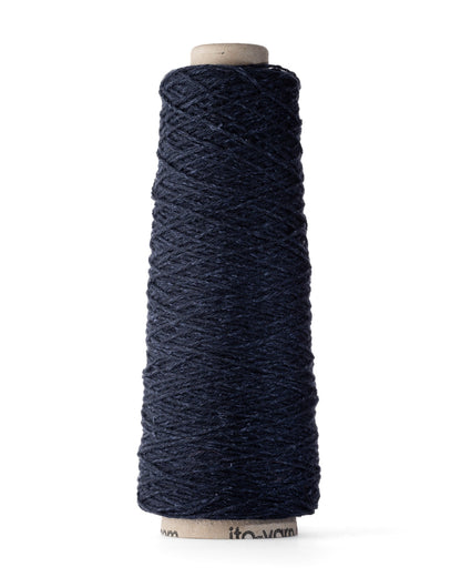 ITO Shimo woolen spun yarn, 876, Dark Navy, comp: 80% Wool, 20% Silk
