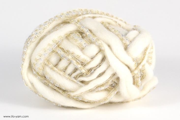 ITO MASAKI Mikado slub yarn, 01, White, comp: 89% Wool  8% Nylon  3% Polyester  3% Polyester