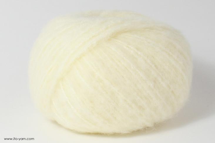 ITO MASAKI Kokedama fluffy lightweight yarn, 01, White, comp: 30% Wool  30% Polyacryl  25% Alpaca  25% Alpaca