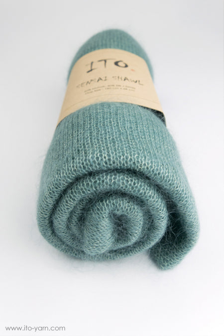 ITO Sensai Shawl of gentle yarn - comp: 60% Mohair and 40% Silk, 325, Aqua