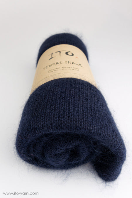 ITO Sensai Shawl of gentle yarn - comp: 60% Mohair and 40% Silk, 341, Orient Blue