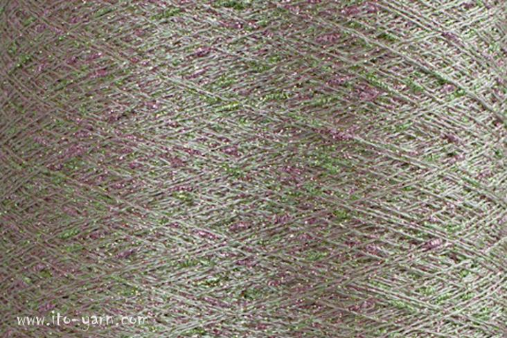 ITO Kin Gin glamour yarn, 436, Green Pink W, comp: 51% Viscose, 49% Polyester