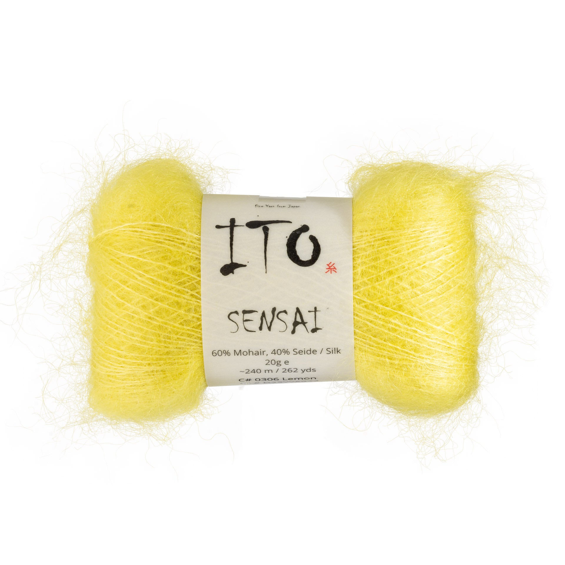 ITO Sensai delicate mohair yarn, 306, Lemon, comp: 60% Mohair, 40% Silk