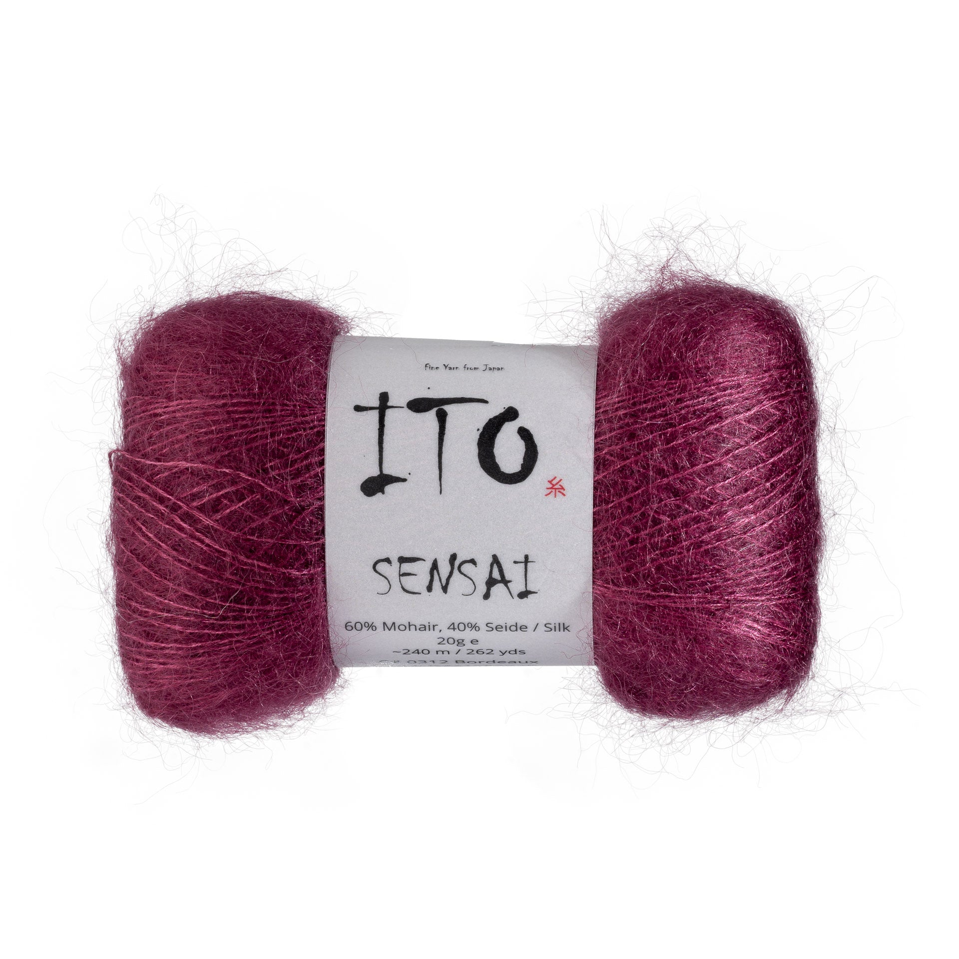 ITO Sensai delicate mohair yarn, 312, Bordeaux, comp: 60% Mohair, 40% Silk