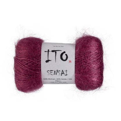 ITO Sensai delicate mohair yarn, 312, Bordeaux, comp: 60% Mohair, 40% Silk