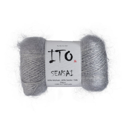 ITO Sensai delicate mohair yarn, 321, Smoke Gray, comp: 60% Mohair, 40% Silk