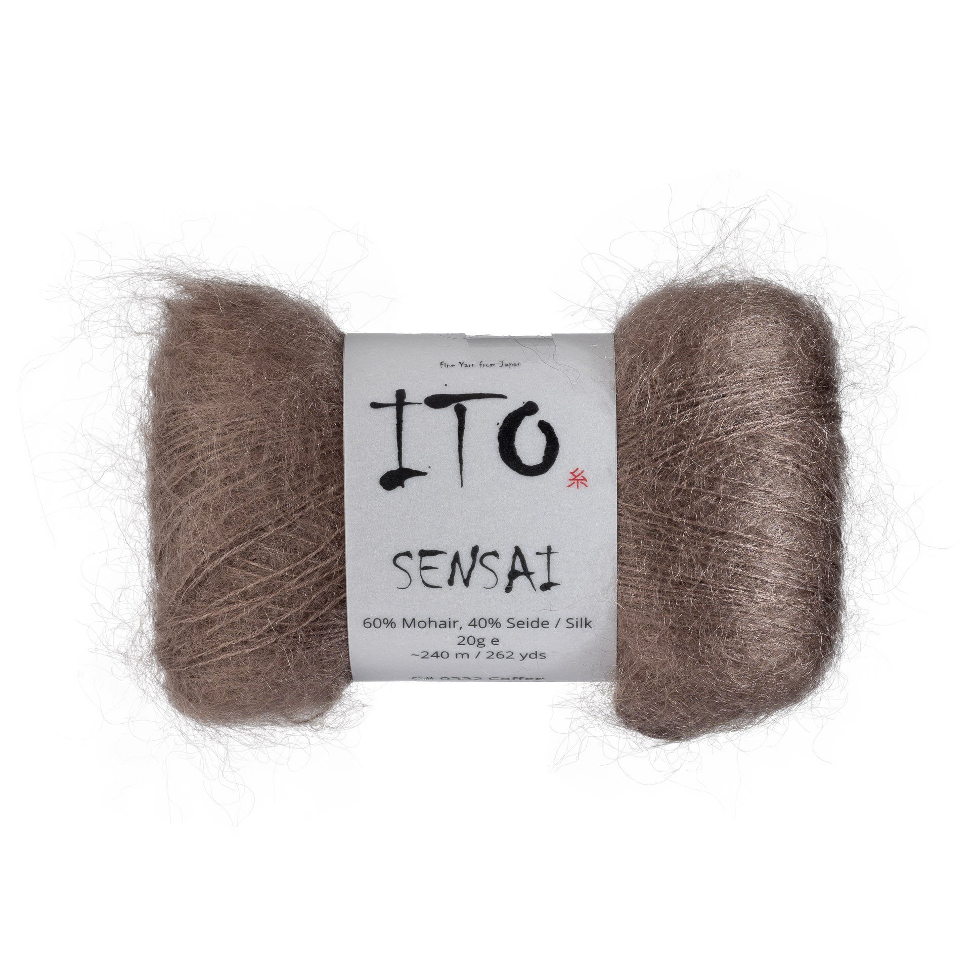 ITO Sensai delicate mohair yarn, 332, Coffee, comp: 60% Mohair, 40% Silk