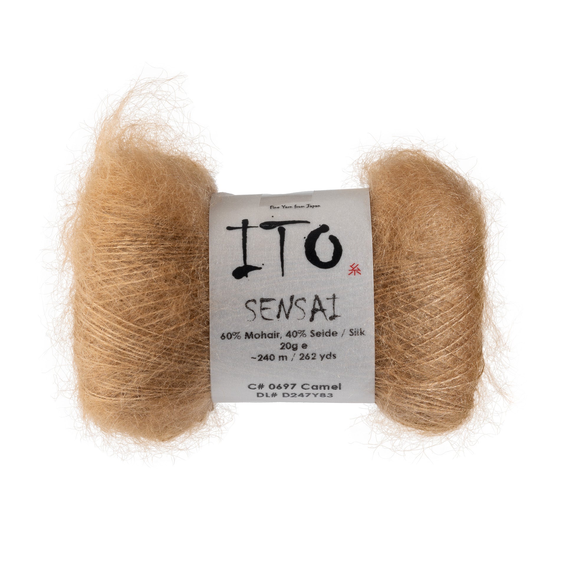 ITO Sensai delicate mohair yarn, 697, Camel, comp: 60% Mohair, 40% Silk