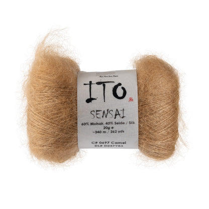 ITO Sensai delicate mohair yarn, 697, Camel, comp: 60% Mohair, 40% Silk