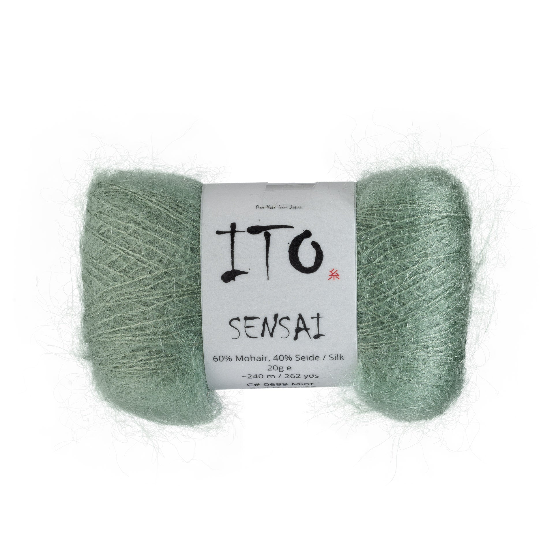 ITO Sensai delicate mohair yarn, 699, Mint, comp: 60% Mohair, 40% Silk