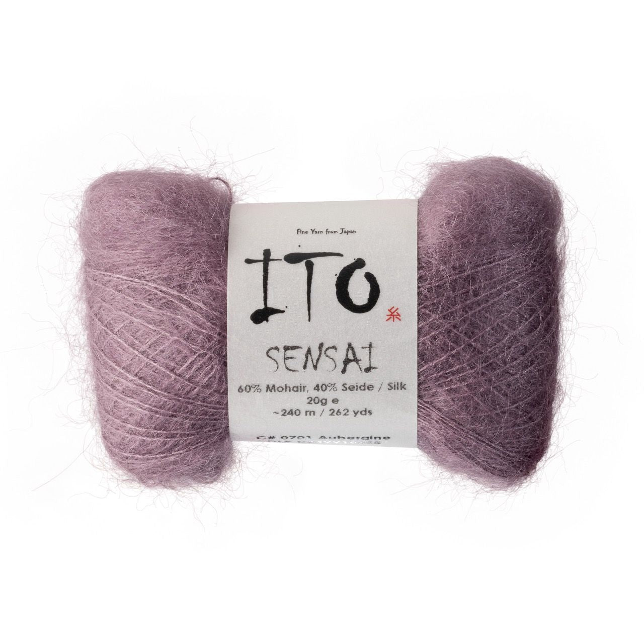 ITO Sensai delicate mohair yarn, 701, Aubergine, comp: 60% Mohair, 40% Silk