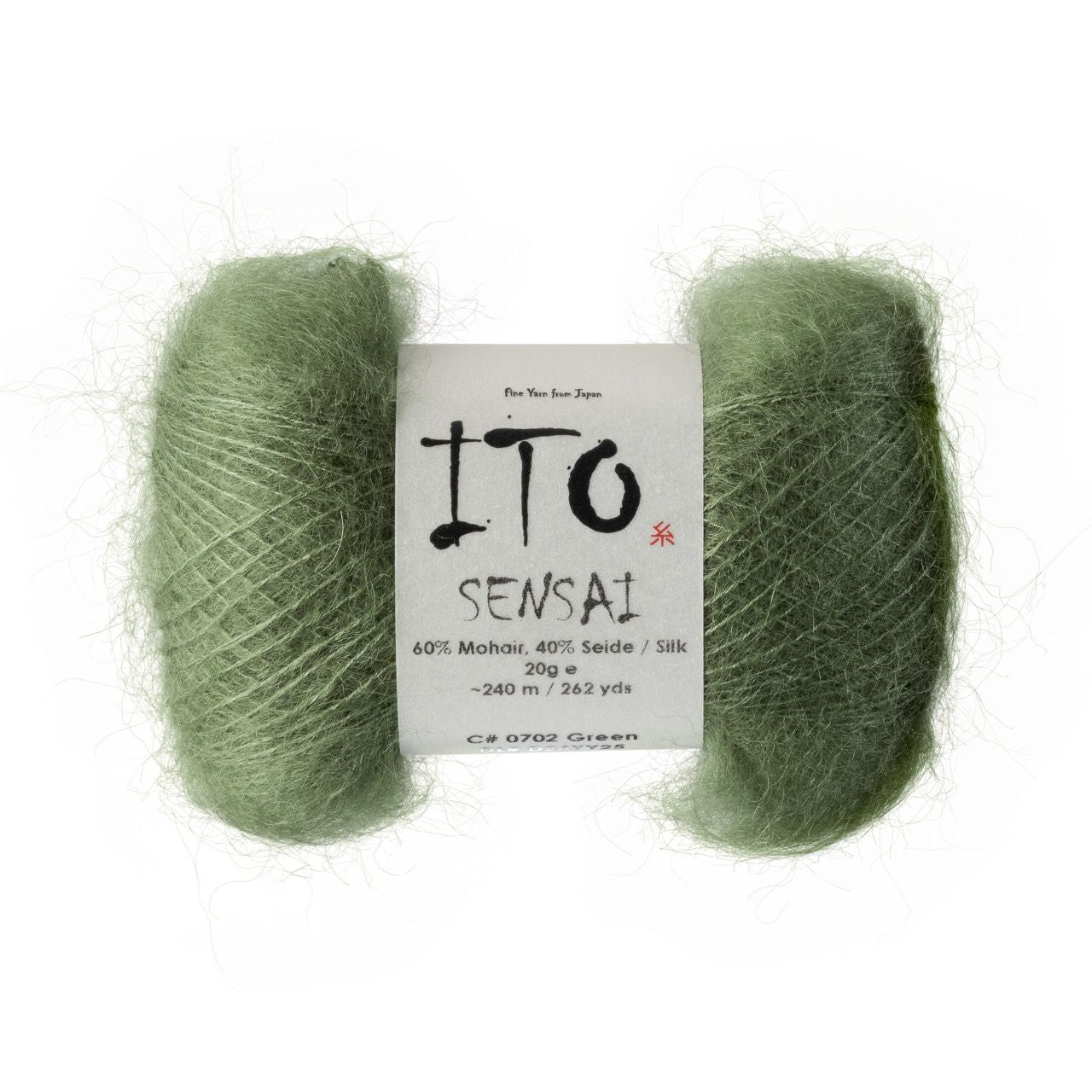ITO Sensai delicate mohair yarn, 702, Green, comp: 60% Mohair, 40% Silk