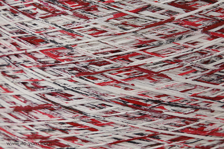 ITO Zome Gima flat yarn, 615, Red Black, comp: 100% Cotton